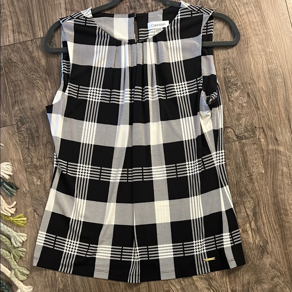 Calvin Klein Black and White Boxy Blouse